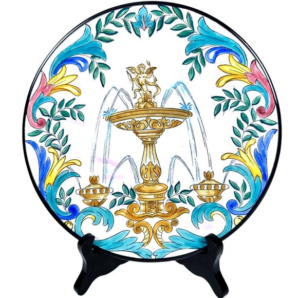 Ceramar Hand Painted Vintage Neo-Classical 9" Wall Plate-Spain-Excellent & Rare! - Picture 2 of 4